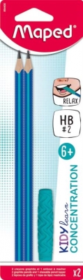 Creion Maped Kidy Learn concentration, HB, 2 buc/set + toper mastecabil